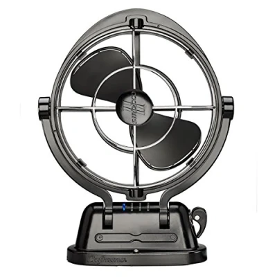 Afbeelding van Seekr Sirocco II, 7010CABBX, campingventilator, 3 snelheden, 360 graden luchtstroom, gimbalventilator met directe draad, 125/185 CFM, 12/24 V, zwart, 17,8 cm lemmet