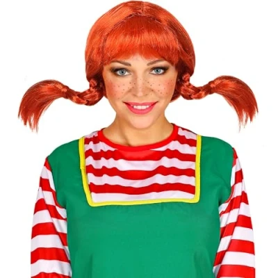 Afbeelding van W WIDMANN MILANO Party Fashion 46916 Grappige meisjespruik met 2 gevlochten vlechten Synthetisch haar Rood