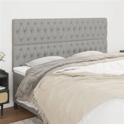 Afbeelding van vidaXL Hoofdborden 4 st 100x7x78/88 cm stof lichtgrijs