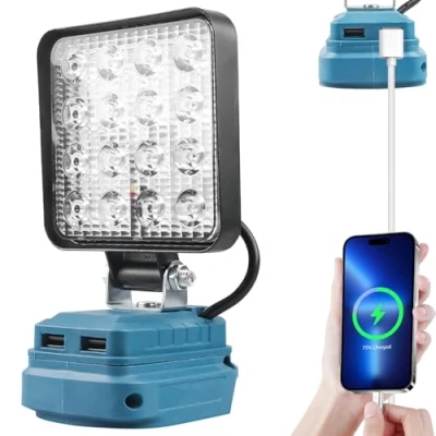 Afbeelding van Makita Draadloze led werklamp, 18 V, W, 5400 lm, multifunctioneel, draagbaar, voor bouwplaatsen, zaklamp camping, autoreparatie, noodgevallen
