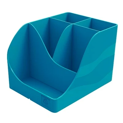 Afbeelding van Exacompta Ref. 69528D 1 Pen Wave Neo Deco Pennenhouder in eendenblauw met 5 vakken 4 hoge voor grote gebruiksvoorwerpen en ondervak kleine