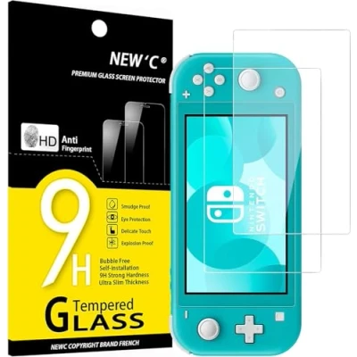 Afbeelding van NEW&#039;C 2 stuks gehard glas voor Nintendo Switch Lite, displaybeschermfolie effectief tegen krassen zonder luchtbellen extreem robuust (0,33 mm HD ultra transparant) hardheid 9H