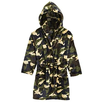 Afbeelding van CityComfort Badjas Jongen, Zachte Fleece Badjas, Camouflage Badjassen Met Capuchon, Jongen Kamerjas, Kids Dressing Gown, Warme Ochtendjassen. Cadeau Groen Camo, 13 14 jaar