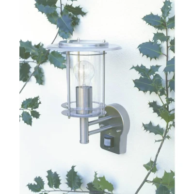 Afbeelding van Brilliant York 44797/82 Buitenlamp met bewegingsmelder (wand) Spaarlamp, LED E27 60 W RVS