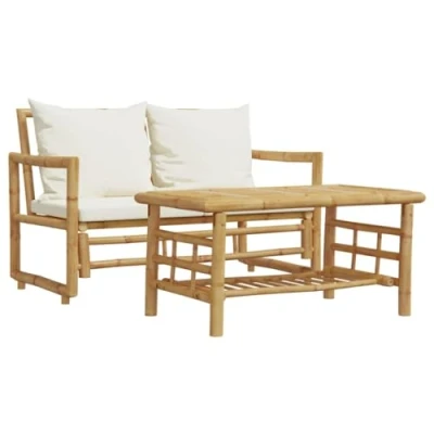 Afbeelding van 2 delige Loungeset met kussens bamboe