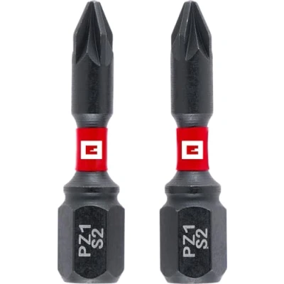 Afbeelding van Einhell 30 mm PZ1 Double Twisted Impact Bits (S2 staal, hoge duurzaamheid, dubbel torsie effect, rode kleurring, C 6.3 schacht)