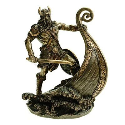 Afbeelding van Veronese Design Viking Staand op de Boeg van Vikingsloep Gebronsd beeld (hxbxd) ca. 24cm x 19,5cm 14,5cm