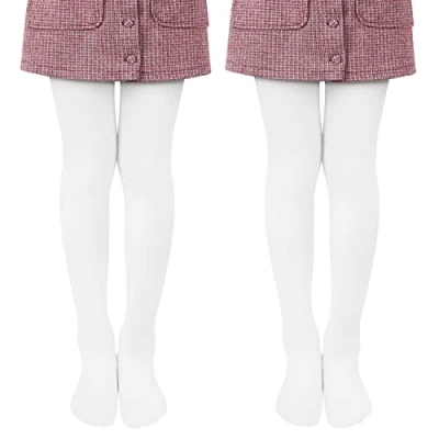 Afbeelding van Libella Set van 2 of 3 danspanty&#039;s voor meisjes met voeten, ondoorzichtig, microvezel, wit, huid, zwart, meerkleurig, maat 86 170, paar witte sokken