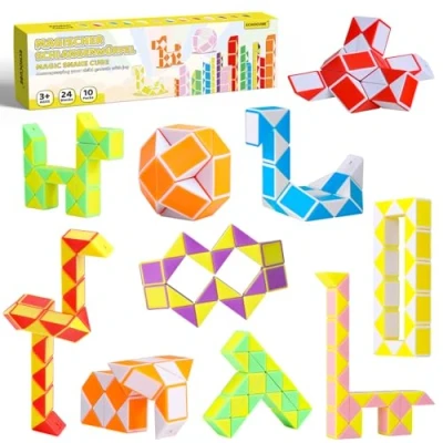 Afbeelding van ECHOCUBE 10 stuks magische slangendobbelstenen 24 slangensnelheidsdobbelstenen voor feesttassen, slangenpuzzelspeelgoed, feestcadeaus kinderen (willekeurige kleur)