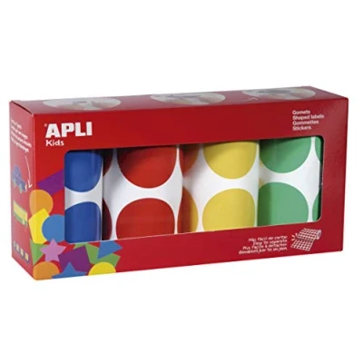 Afbeelding van Apli Kids stickers XL cirkels, diameter 45 mm, doos met 4 rollen in kleuren