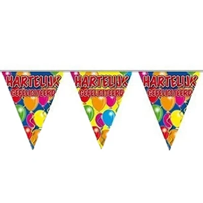 Afbeelding van Vlaggenlijn Hartelijk gefeliciteerd met ballonnen