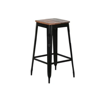 Afbeelding van Kruk Home ESPRIT Bruin Zwart Hout Metaal 34 x 33 77 cm
