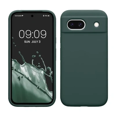 Afbeelding van kwmobile telefoonhoesje geschikt voor Google Pixel 8a Hoesje met siliconen coating Smartphone case in blauwgroen