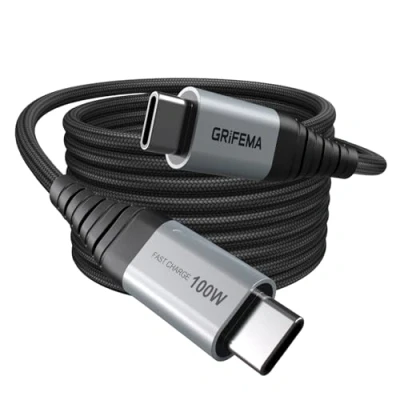 Afbeelding van GRIFEMA USB C naar kabel 100W [2m], snel opladen QC 3.0, nylon gevlochten datakabel voor Samsung S22, iPad Pro, MacBook, Google Pixel en meer