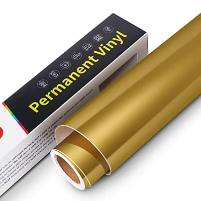 Afbeelding van permanent klevend vinyl, 30,5 cm x 305 cm, vinylrol, waterdicht, voor Cricut, Silhouette Cameo, stickers, decoraties (mat goud)