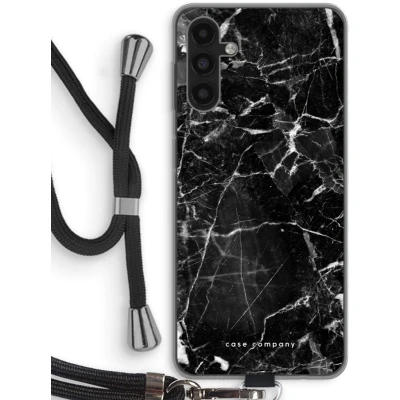 Afbeelding van Case Company® hoesje met Koord geschikt voor Samsung Galaxy A04s Zwart Marmer Telefoonhoesje Bescherming aan alle Kanten en Over de Schermrand
