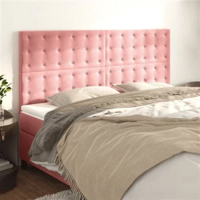 Afbeelding van vidaXL Hoofdborden 4 st 100x5x78/88 cm fluweel roze