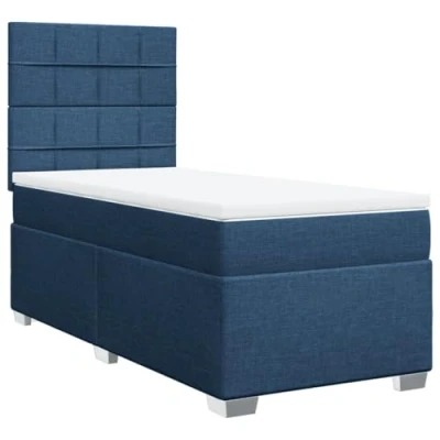 Afbeelding van vidaXL Boxspring met matras stof blauw 100x200 cm