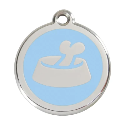 Afbeelding van Bone in Bowl Light Blue roestvrijstalen hondenpenning large/groot dia. 3,8 cm RedDingo