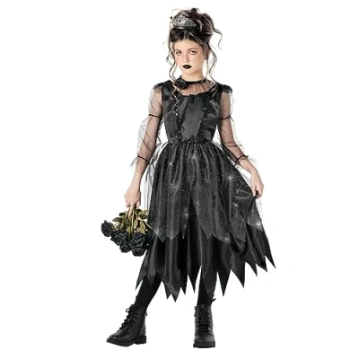 Afbeelding van Morph heksenkostuum voor meisjes, zwarte jurk kinderen, Halloween kostuum heks, maat S