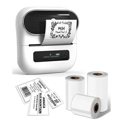 Afbeelding van Phomemo M220 Bluetooth labelprinter draagbare voor thuis, kantoor en kleine bedrijven, ondersteunt met telefoons pc, 3 rollen etiketten