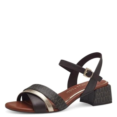 Afbeelding van Marco Tozzi Sandalen mocca, Dames, Maat: 40, Mocca Imitatieleer/ textiel