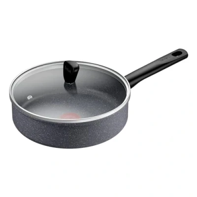Afbeelding van Tefal Stoofpan 24 cm + glazen deksel, inductie, antiaanbaklaag, thermo signaalfunctie, gemaakt in Frankrijk, Natural On G2803202, Lavinia grijs