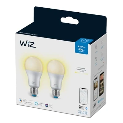 Afbeelding van Wiz Slimme LED Verlichting E27 Lamp Wit Licht 2 x 8W Mat Wi Fi Stuks