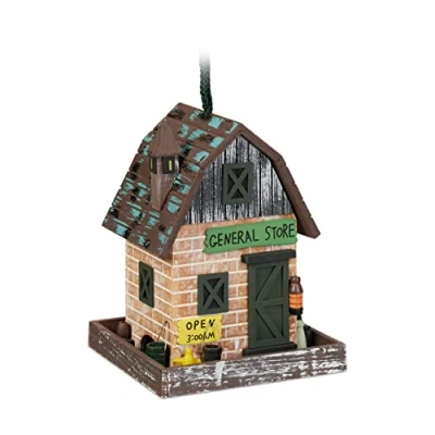 Afbeelding van Relaxdays decoratie vogelhuisje hangend vogelhuis tuin houten vogelvoederhuisje balkon