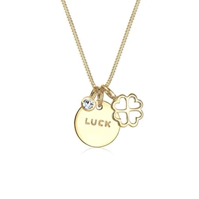 Afbeelding van Elli Kleeblatt Ketting goldcoloured/white, Dames, Maat: 45, Gold coloured/white