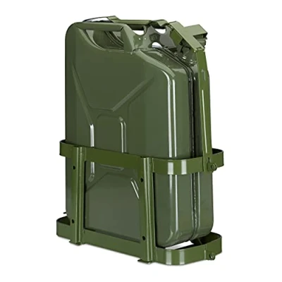 Afbeelding van Relaxdays jerrycan houder 10 &amp; 20 L metaal voor auto groen