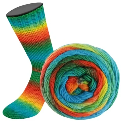 Afbeelding van LANA GROSSA Meilenweit Color Mix Merino lontgaren met kleurverloop voor sokken, machinewasbaar, handbreigaren van 75% scheerwol en 25% polyamide, 100 gram wol