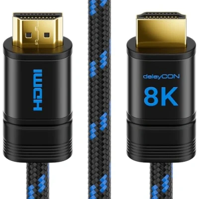 Afbeelding van deleyCON 5 m nylon kabel 8K UHD II HDMI 2.1 4320p 2160p @60Hz 4K @120Hz 7680x4320p metalen stekker Dolby DTS HDR eARC CEC HDTV Ethernet