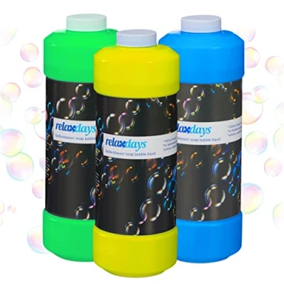 Afbeelding van Relaxdays Navulverpakkingen voor zeepbellenmachine, meerkleurig, 1 liter, 3 stuks