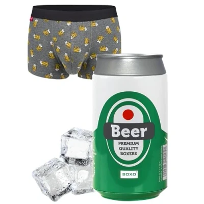 Afbeelding van soxo Calecon blikje voor heren, boxershorts, geschenken, katoen, cadeau, slip, origineel gadget, 3 maten, Bier