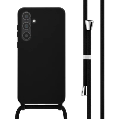 Afbeelding van iMoshion hoesje Geschikt voor Samsung Galaxy A35 met koord Siliconen Zwart
