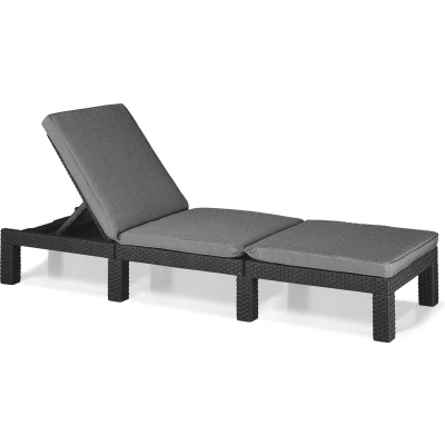Afbeelding van Keter Daytona Sunlounger Ligbed Graphite Inclusief Kussen Grijs Ligbedden
