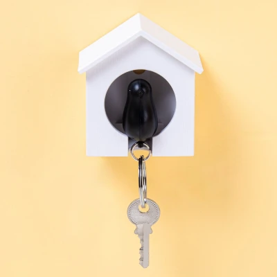 Afbeelding van Sparrow Sleutelhanger Wit/Zwart