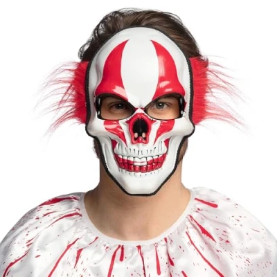 Afbeelding van Boland 72369 Horror clownmasker met haar, carnavalsmasker voor kostuums, Halloween, carnaval en themafeest