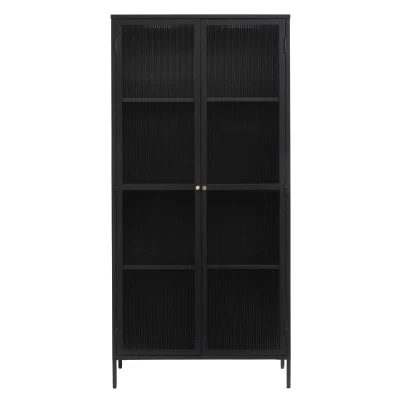 Afbeelding van Olan glazen vitrinekast 190 cm zwart