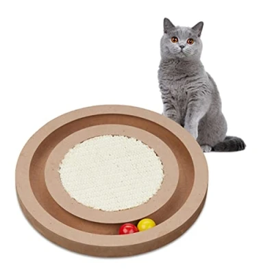 Afbeelding van Relaxdays kattenspeelgoed met balletjes krabplank kat kattenspeeltje krabspeelgoed