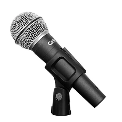 Afbeelding van Cascha HH 5080 Stage Dynamische microfoon, podiummicrofoon met aan/uit schakelaar en 3 m XLR kabel microfoonklem, ideaal voor concerten, show, live zang feestjes, karaoke, zwart