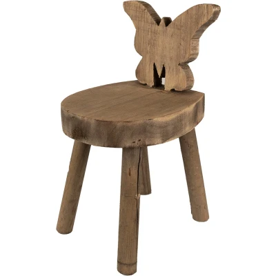 Afbeelding van Clayre &amp; Eef Plantentafeltje 18x19x34 cm Bruin Hout Vlinder