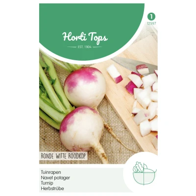 Afbeelding van Hortitops Rapen Ronde Witte Roodkop (Nancy) Groentezaden 10 g