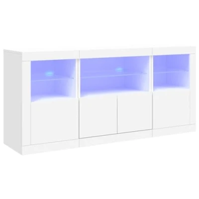 Image de vidaXL Buffet avec lumières LED blanc 142,5x37x67 cm3209086