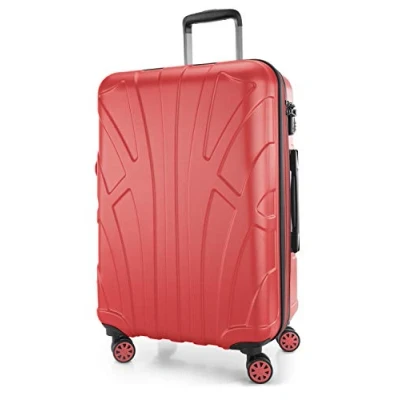 Afbeelding van SUITLINE Koffer met wielen, harde schaal volumeverlenging, TSA vergrendeling, ABS, mat, 4 rubberen dubbele Koraal, 66 cm