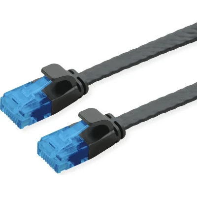 Afbeelding van VALUE UTP patchkabel, Cat.6A (Class EA), extra plat, zwart, 5 m