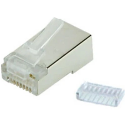 Afbeelding van RJ45 krimp connector (STP) voor CAT6a netwerkkabel (vast/flexibel) per stuk (2 delig)