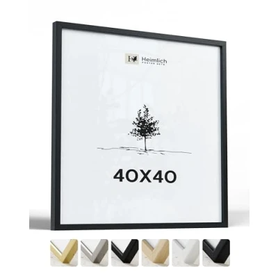 Afbeelding van Heimlich® fotolijst 40 x cm, hout, zwart, grote vierkante met kunststof afdekking, alleen voor wandmontage