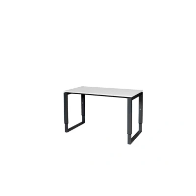 Afbeelding van Domino Plus bureau, hoogte instelbaar (62 85cm) met 120x60cm &#039;zwevend&#039; krijtwit 25mm blad en zwart (RAL9011) O poot frame